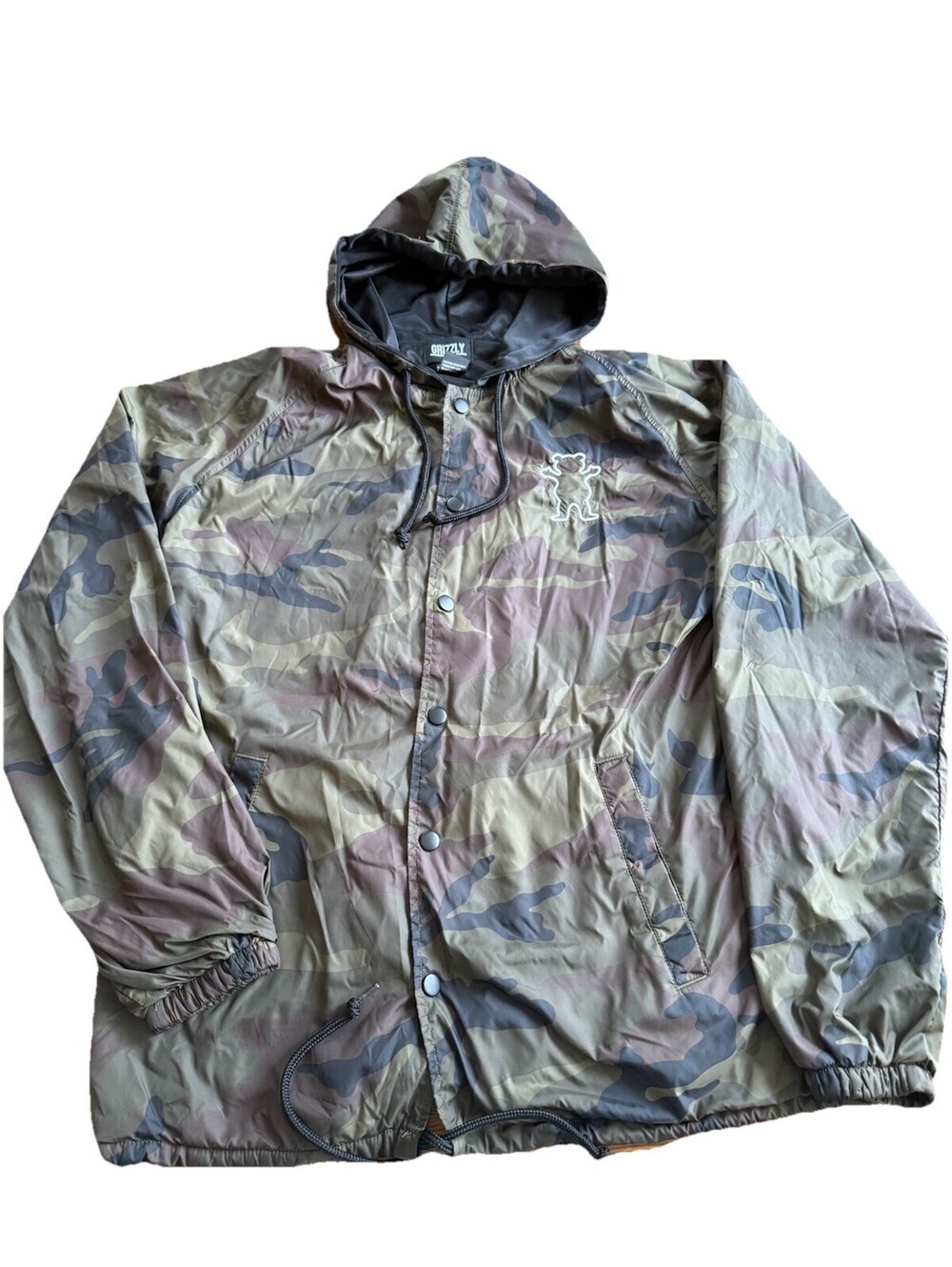 Grizzly Griptape men's M camouflage hunting windbreaker jacket coat hoodie